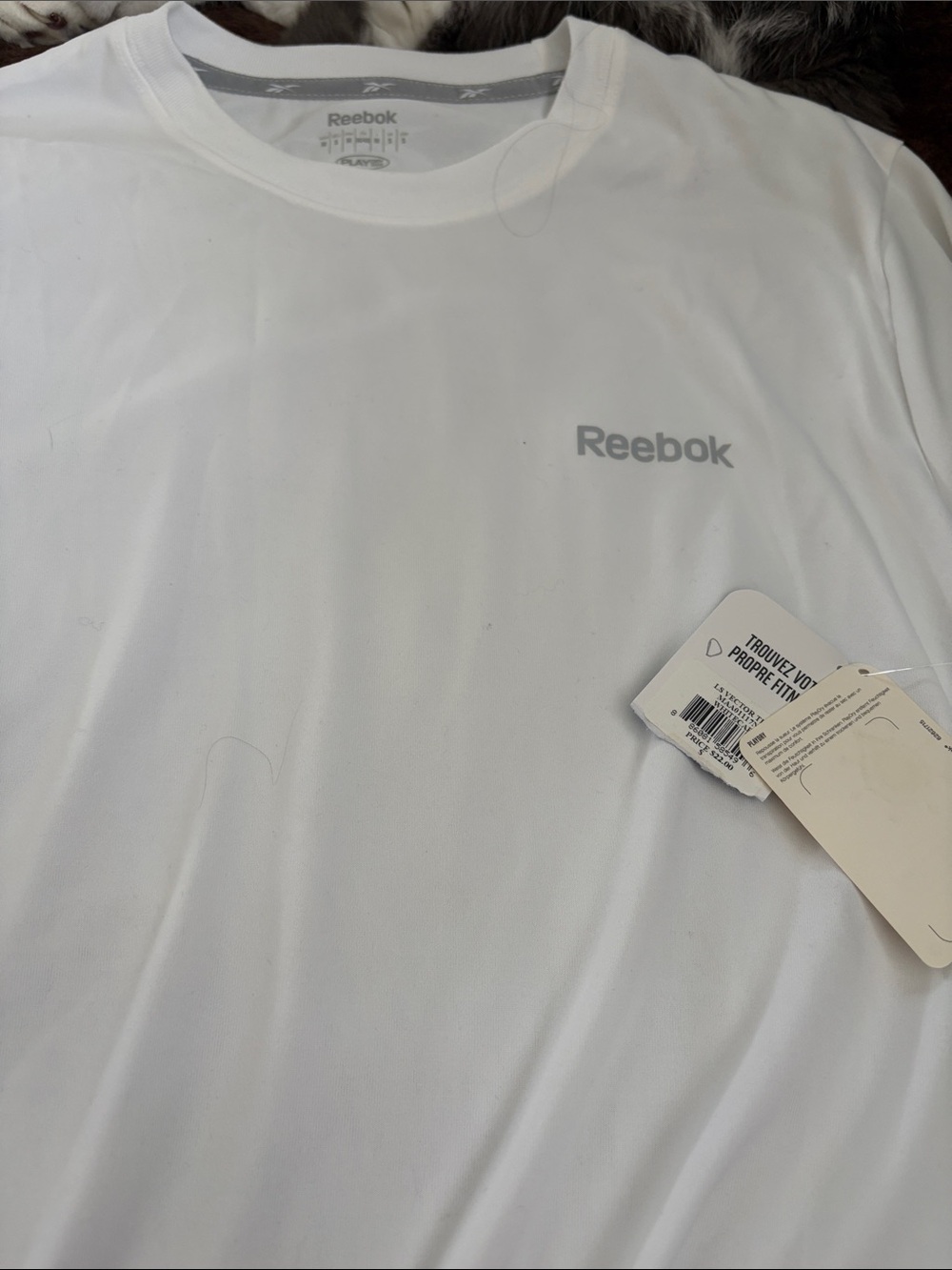 Reebok White Long  Sleeve Crew Neck active wear with Gray Logo men’s(S )